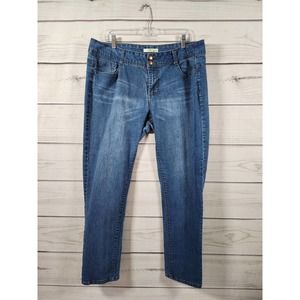 Demeanor Women's Blue Solid Stretch Mid Rise Five Pockets‎ Skinny Jeans Size 2X